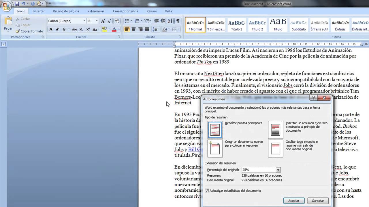 Cómo utilizar el resumen automático de Microsoft Word 